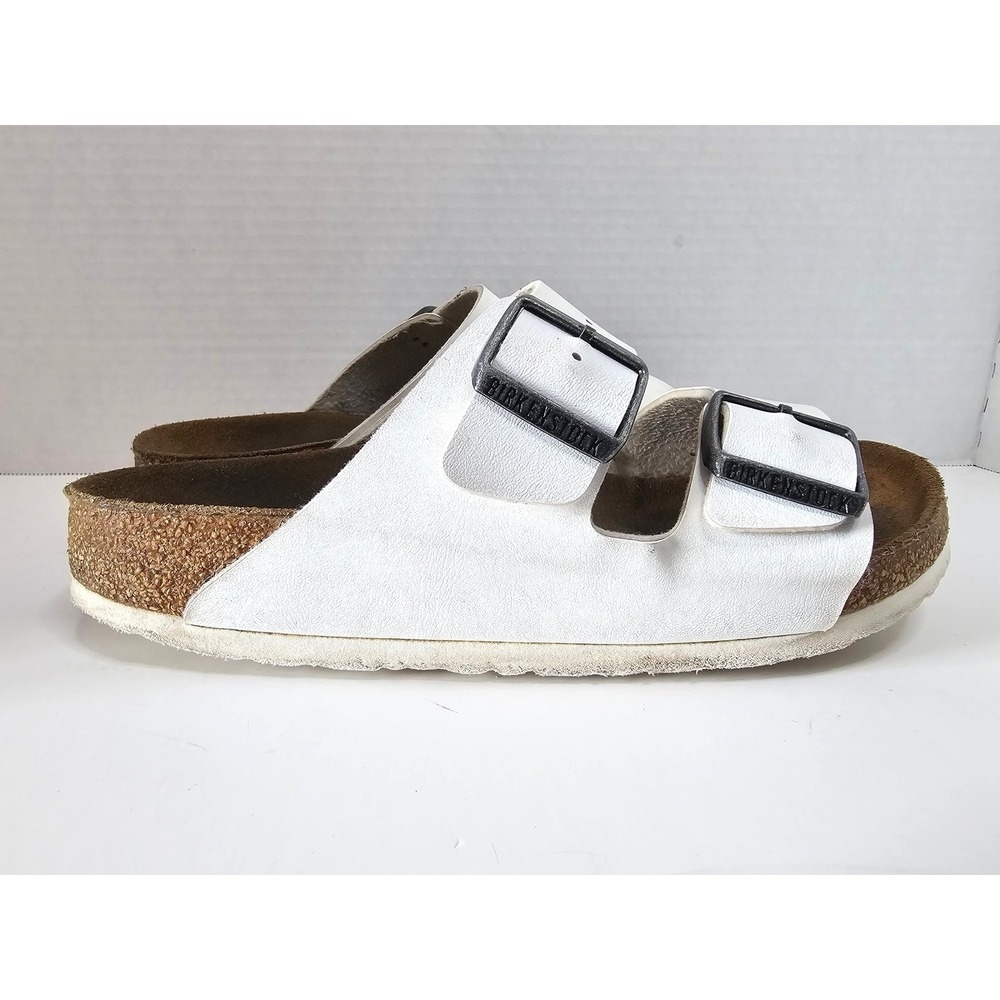 Birkenstock Arizona White Leather Two Strap Sandals Unisex EUC SZ 38 - Picture 4 of 10